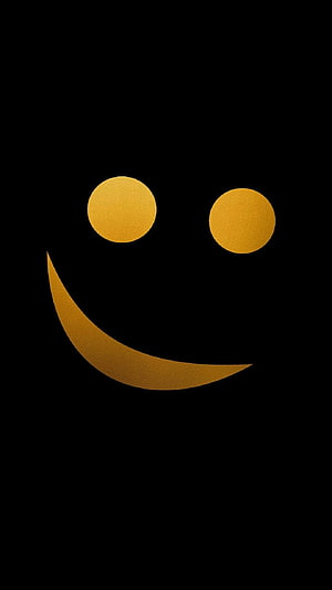 Minimalist Gold Foil Smile Face Icon on Black Background HD phone wallpaper