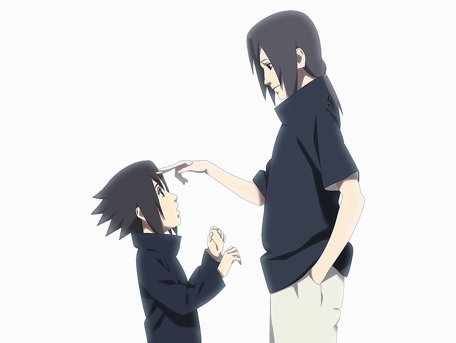 Itachi and Sasuke Uchiha in a Tender Childhood Moment HD wallpaper