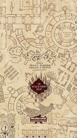 The Marauder's Map Harry Potter Hogwarts Castle Vintage Fantasy Wallpaper HD phone wallpaper