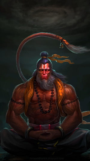 Meditating Hanuman Monkey God Digital Art Wallpaper, Lord Hanuman Meditation - : HD phone wallpaper