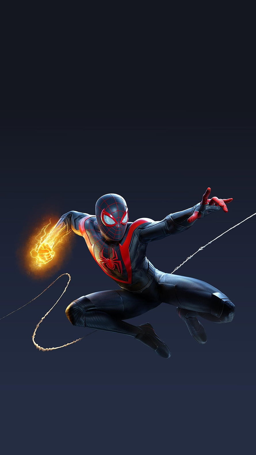 Miles Morales Spider-Man in Black and Red Suit Using Electrostatic Powers, Miles Morales, Black Spiderman, Marvel HD phone wallpaper