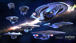 Star Trek Starships Fleet in Deep Space with Nebula Background HD wallpaper