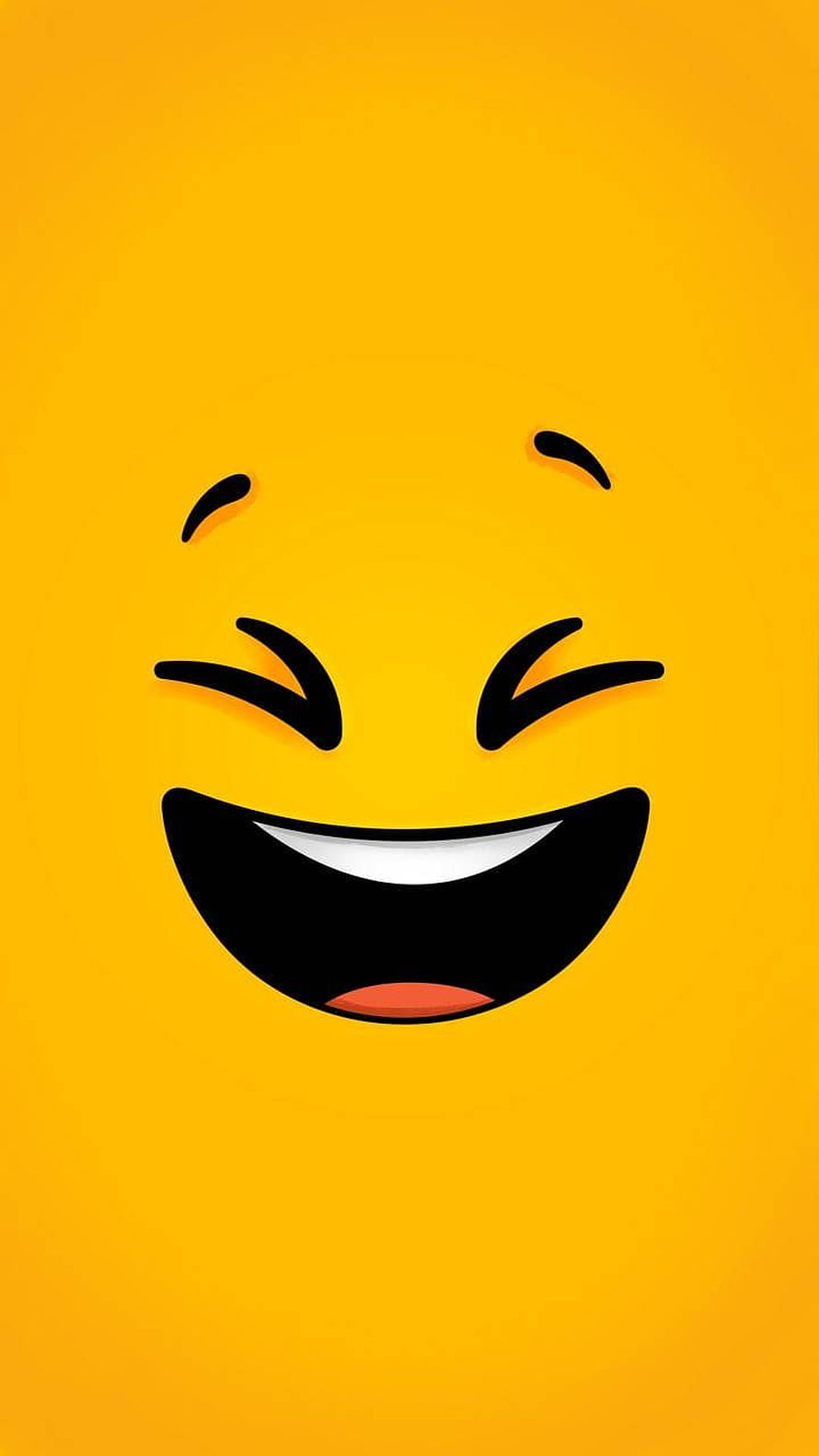 Cheerful Smiling Emoji Face With Closed Eyes And Wide Grin On Yellow Background HD phone wallpaper