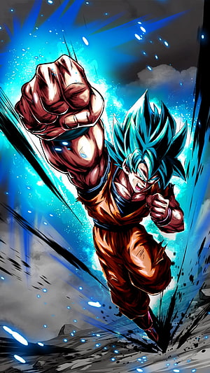 Goku Super Saiyan Blue Punching Through Energy Burst in Dragon Ball Super HD phone wallpaper