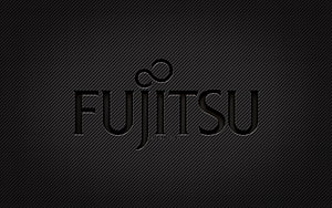 Fujitsu Logo on Dark Carbon Fiber Texture Background HD wallpaper