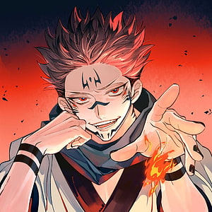Ryomen Sukuna Anime Character Portrait With Fire And Facial Markings HD phone wallpaper