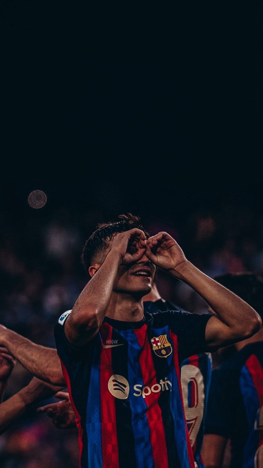 Robert Lewandowski celebrating a goal in FC Barcelona jersey with hands over eyes HD phone wallpaper