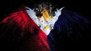 Philippine Flag Artwork Featuring A Golden Eagle With Spread Wings In Grunge Style HD wallpaper