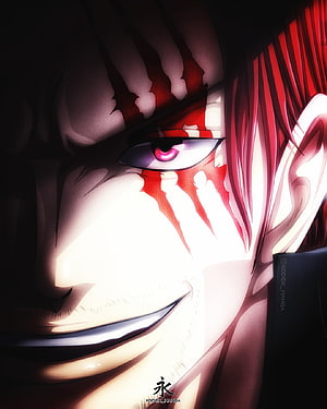 Shiki Shuichi anime character close-up portrait with glowing red eye and sinister smile HD phone wallpaper