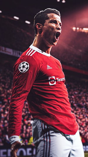 Cristiano Ronaldo Manchester United Red Kit Celebration Portrait, Top 35 Cristiano Ronaldo Manchester United [ + ], Cristiano Ronaldo 2022 HD phone wallpaper