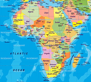 Detailed Political Map of Africa Showing Countries, Cities, and Borders HD wallpaper