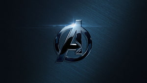 Avengers Metallic Logo on Dark Brushed Steel Background HD wallpaper