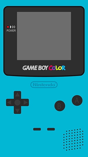 Cyan Nintendo Game Boy Color Handheld Console Vector Illustration HD phone wallpaper