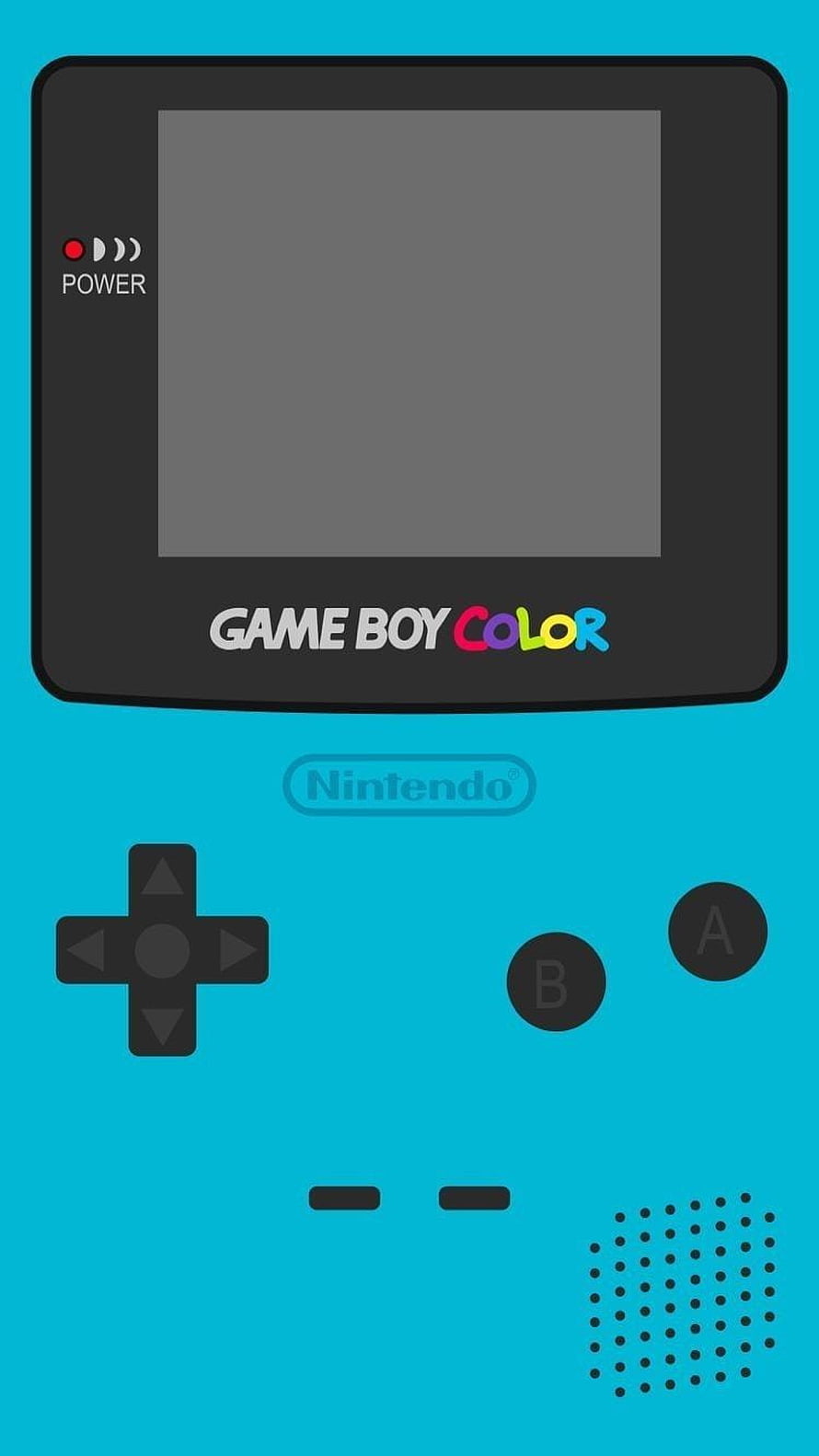 Cyan Nintendo Game Boy Color Handheld Console Vector Illustration HD phone wallpaper