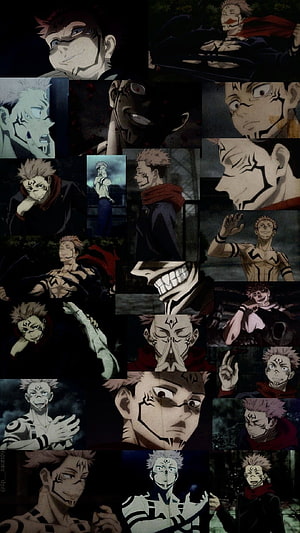 Ryomen Sukuna Jujutsu Kaisen Anime Character Collage Wallpaper HD phone wallpaper