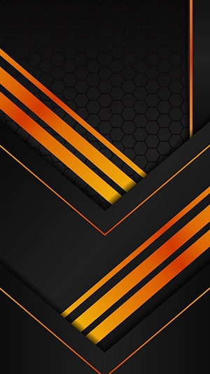 Abstract Black and Orange Geometric Wallpaper with Hexagon Pattern and Diagonal Stripes HD phone wallpaper