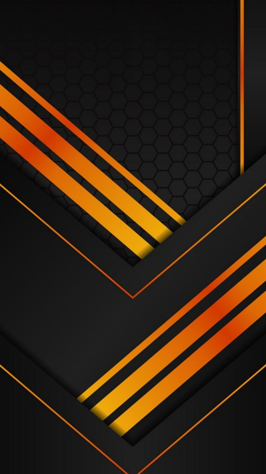 Abstract Black and Orange Geometric Wallpaper with Hexagon Pattern and Diagonal Stripes HD phone wallpaper