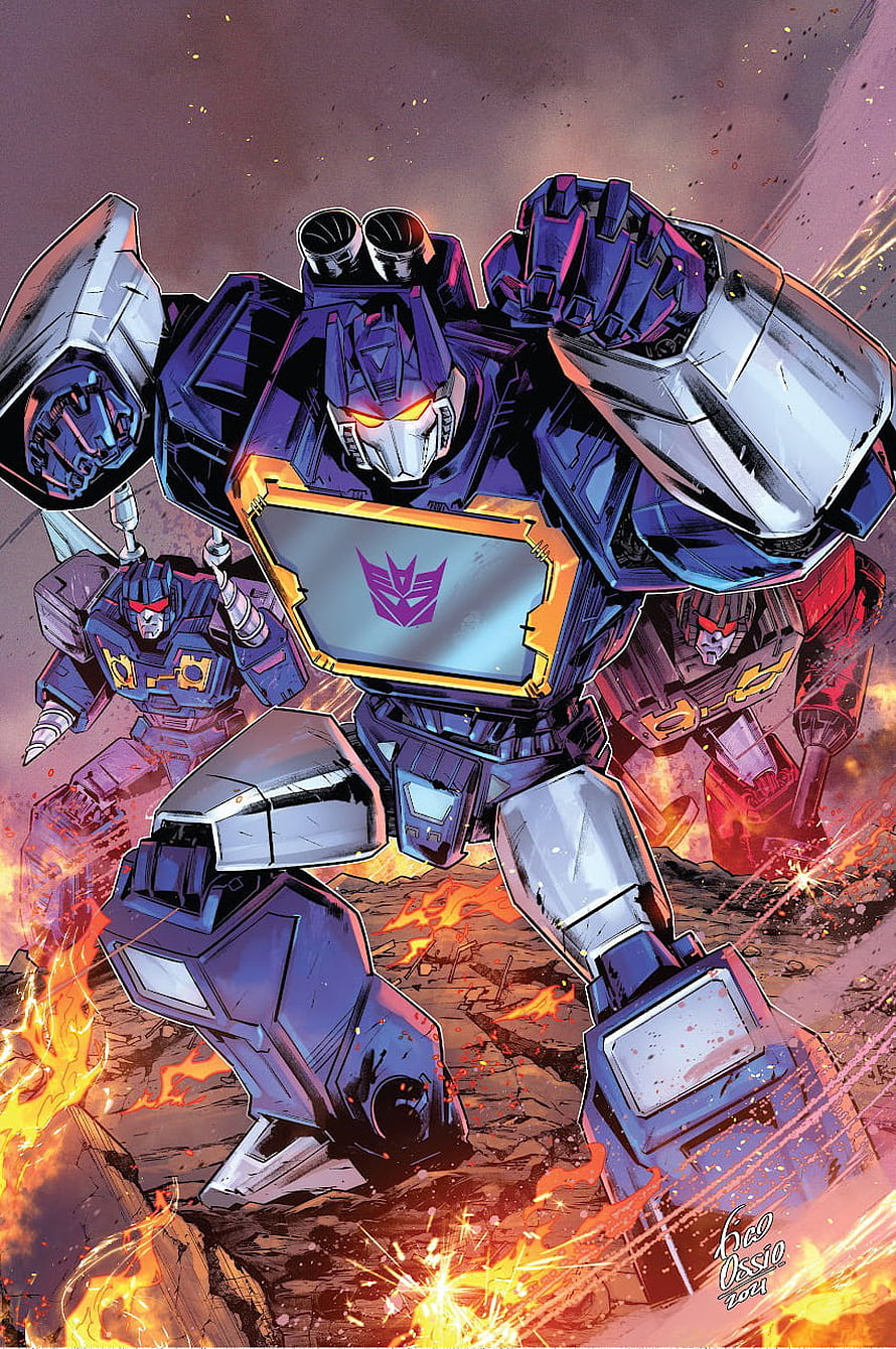Soundwave and Decepticon Robots in Comic Book Battle Scene HD phone wallpaper