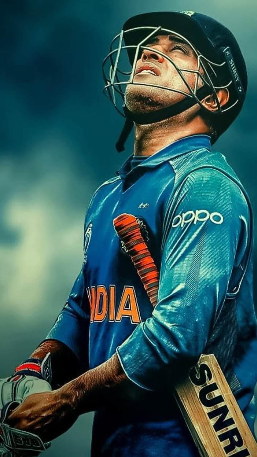 Virat Kohli in Indian Cricket Team Blue Jersey Holding Bat HD phone wallpaper