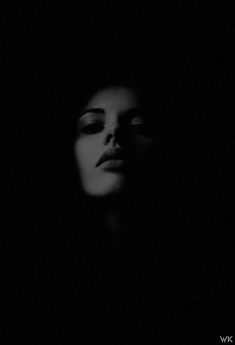 Mysterious Black and White Portrait of a Woman in Deep Shadow, Dark, Female Black HD phone wallpaper