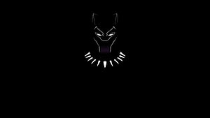 Minimalist Black Panther Mask Line Art on Black Background HD wallpaper