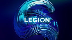 Lenovo Legion Gaming Logo with Blue Abstract 3D Swirls HD wallpaper