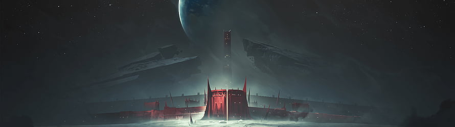 Destiny 2 Space Station Concept Art with Massive Starships and Distant Planet HD wallpaper