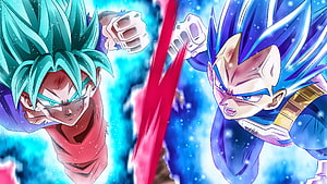 Dragon Ball Super Goku and Vegeta Super Saiyan Blue Clash HD wallpaper
