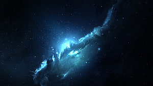 Luminous Blue Nebula and Star Field in Deep Space HD wallpaper