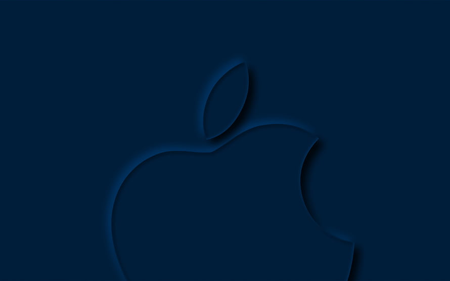 Apple 3D Logo on Dark Blue Minimalist Background HD wallpaper