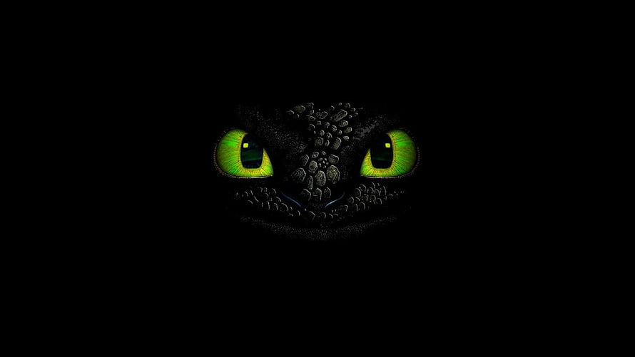Toothless Dragon Eyes Glowing in Darkness from How to Train Your Dragon HD wallpaper