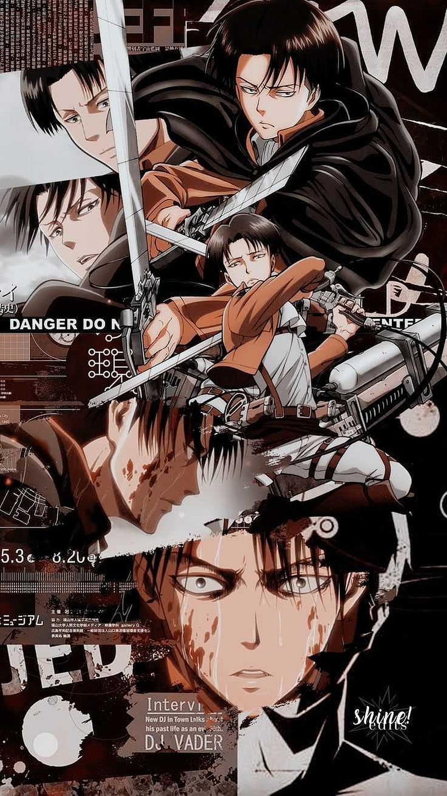 Levi Ackerman Attack on Titan anime character collage with swords and gear, Levi Ackerman - Awesome, Levi Aesthetic HD phone wallpaper