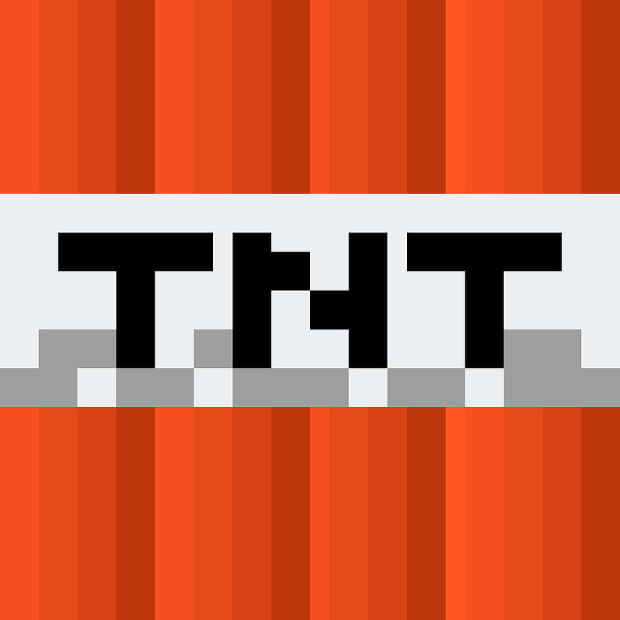 Minecraft TNT Block Pixel Art with Orange Stripes and White Label HD phone wallpaper