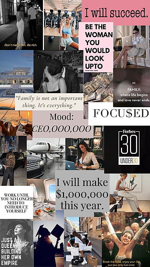 Empowering Female Entrepreneur Vision Board with Luxury Lifestyle and Success Quotes HD phone wallpaper