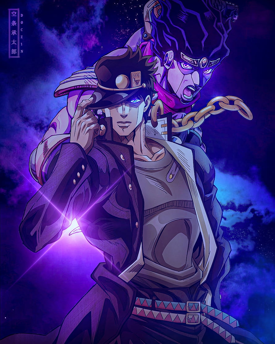 Jotaro Kujo and Star Platinum from JoJo's Bizarre Adventure anime wallpaper HD phone wallpaper