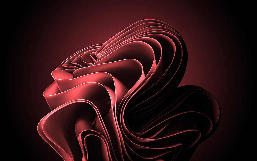 Windows 11 Red Abstract Flowing Ribbon Wallpaper HD wallpaper