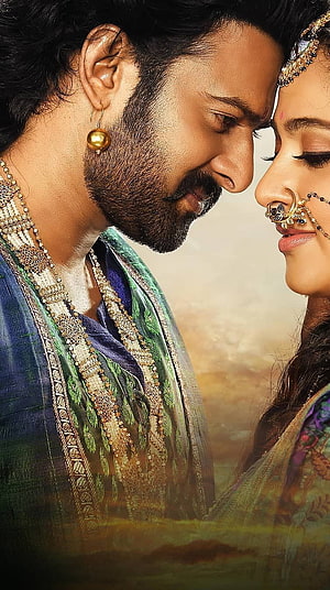 Baahubali: The Beginning – Prabhas and Anushka Shetty in Royal Attire HD phone wallpaper