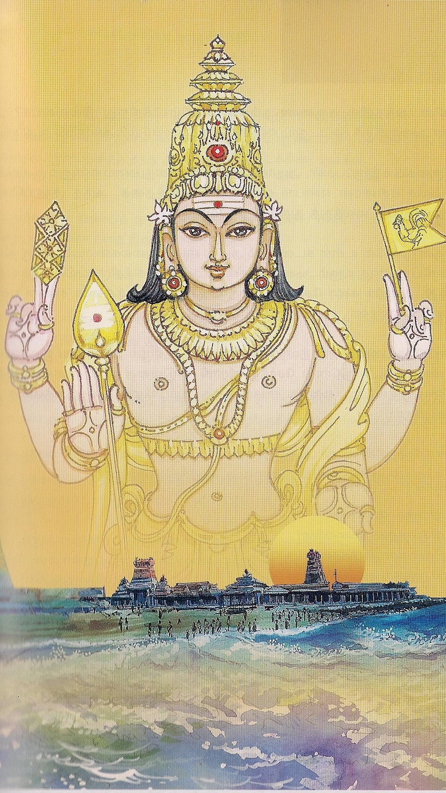 Lord Murugan with Vel and Flag at Rameswaram Temple Coastline HD phone wallpaper