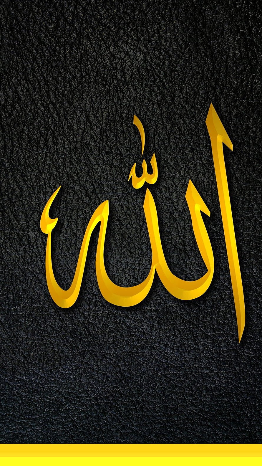 Golden Allah Arabic Calligraphy on Black Leather Texture Background HD phone wallpaper