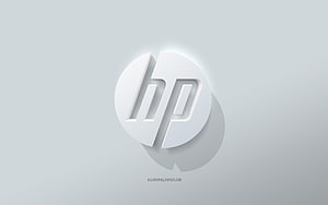 Minimalist White HP Logo on Light Gray Background HD wallpaper