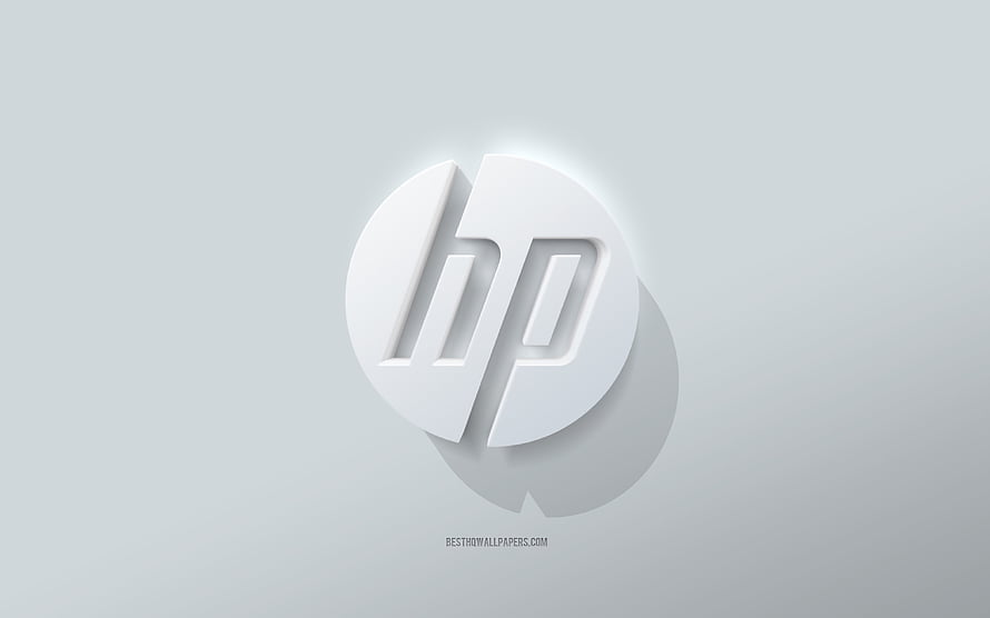 Minimalist White HP Logo on Light Gray Background HD wallpaper