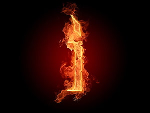 Flaming Number One Digit Fire Typography Wallpaper HD wallpaper