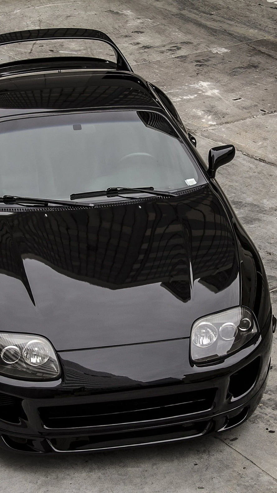 Black Mazda RX-7 FD3S Front View with Glossy Paint and Custom Body Kit HD phone wallpaper