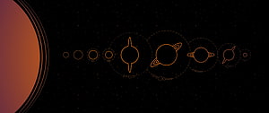Minimalist Orange Planet Line Art Vector Illustration On Black Space Background HD wallpaper