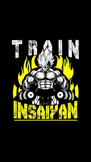 Dragon Ball Z Goku Gym Workout Motivational Poster with Flames HD phone wallpaper