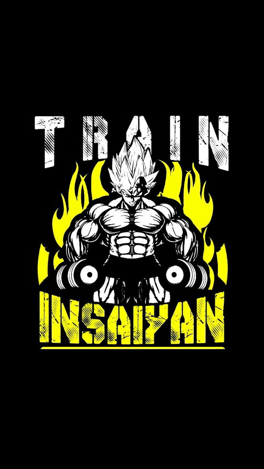 Dragon Ball Z Goku Gym Workout Motivational Poster with Flames HD phone wallpaper