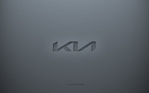 Kia 3D Logo on Textured Gray Background HD wallpaper