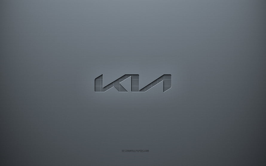 Kia 3D Logo on Textured Gray Background HD wallpaper