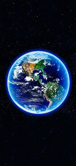 Planet Earth View From Space With North And South America Against Starry Background HD phone wallpaper