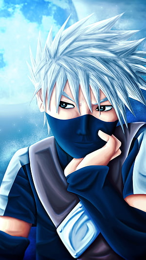 Kakashi Hatake Anime Character Portrait With Silver Hair And Mask HD phone wallpaper